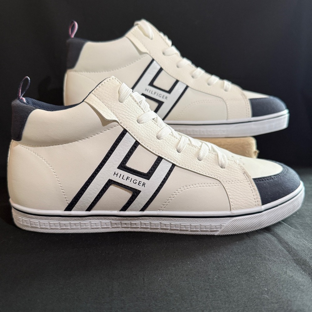 Tommy Hilfiger Boys Man Mid-Tops Logo Sneakers Size 7 Fashion Casual Shoes NWOT